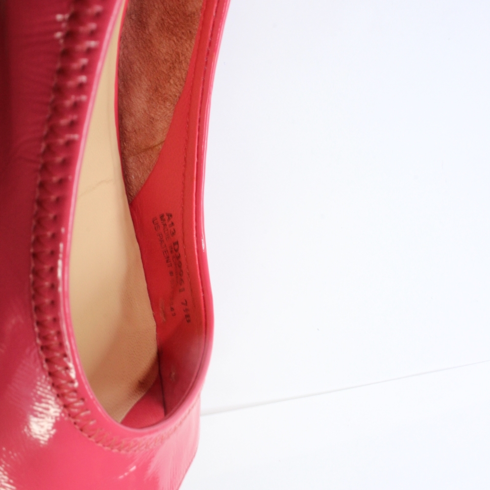 Cole Haan Pink Patent Leather Peep-Toe Wedges with Cork Heel - Picture 12 of 16